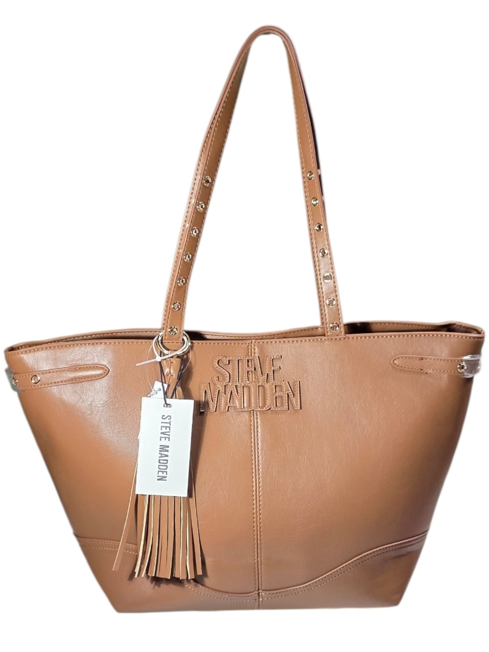 Steve Madden Braquelle Tote Bag Nutshell Brown Cognac Tassel Fringe NWT